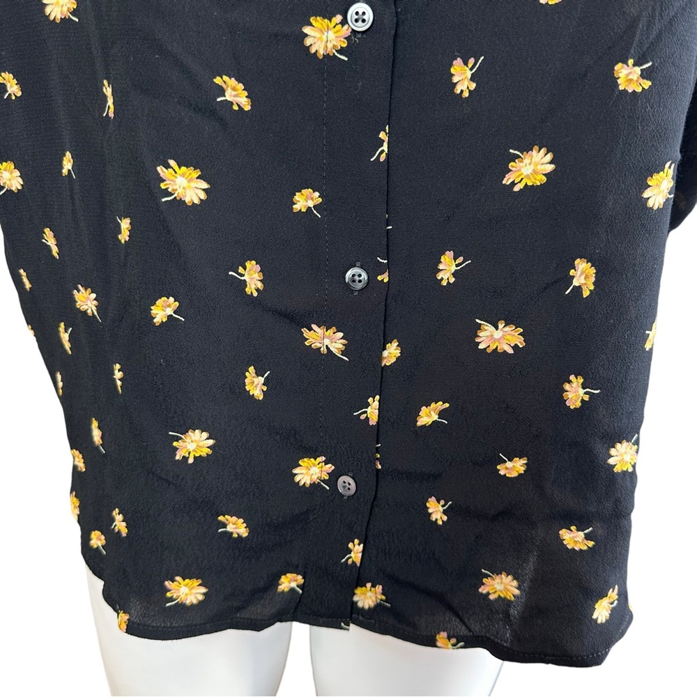 Madewell Drapey V-Neck Button-Back Top In French Daisies S - Picture 5 of 7
